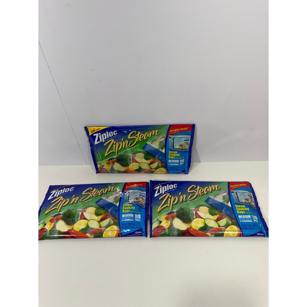 Ziploc Zip n Steam Microwave Cooking Bags Medium 30 Total Bags 3 Packs of 10